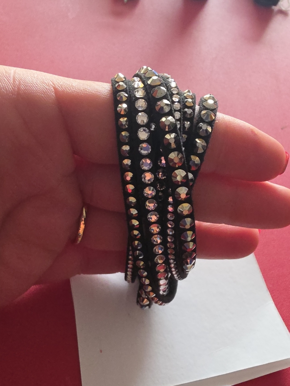 Swaraovski Crystal Wrap Bracelet in Black with Silver Crystal Stones